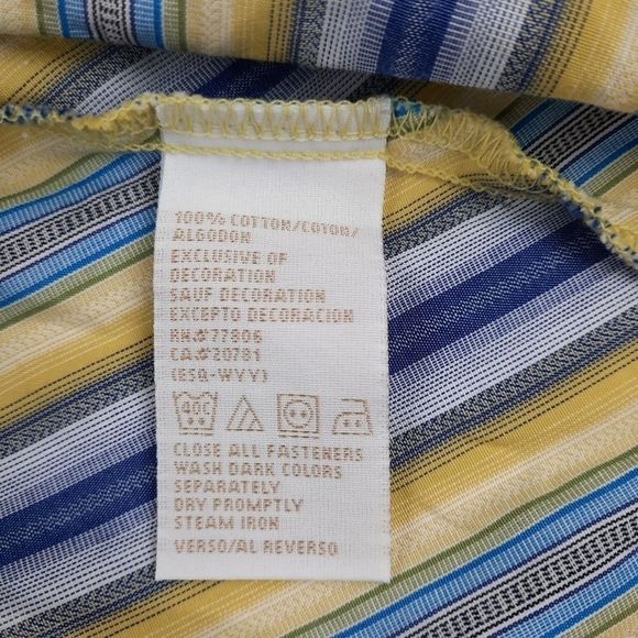 Tommy Hilfiger blouse womens 16 cotton double button diagonal stripe blue yellow - Picture 14 of 16